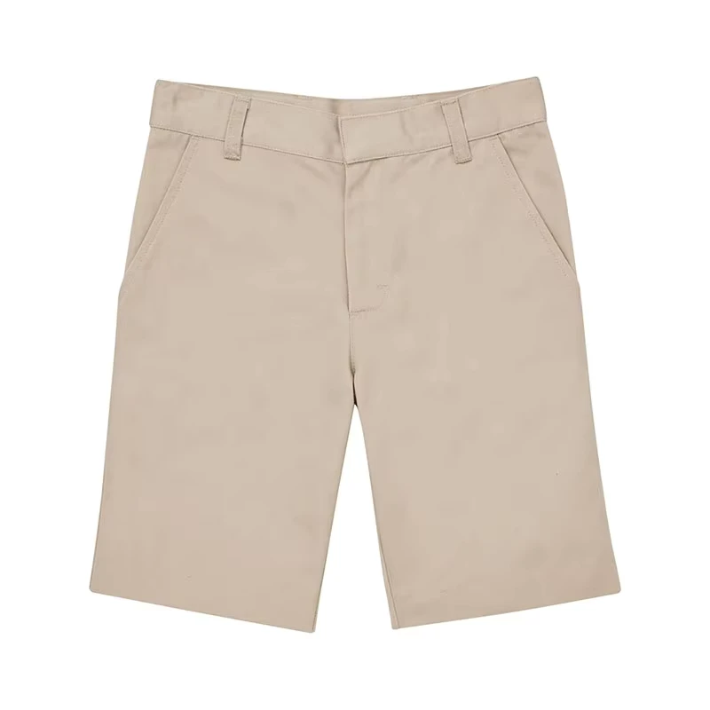 Classroom-Flat-Front-Shorts-Activities-Solid-Color-Blank-Casual-Multi-pocket-School-Uniform-Twill-Shorts-Boys-Woven-Shorts