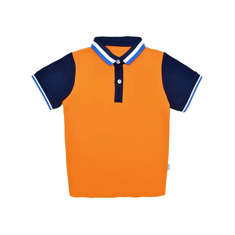 Colar-T-Shirt-for-School-Children-Summer-Orange-Polo-Shirt-Kindergarten-Preschool-Primary-School-Uniform-Design