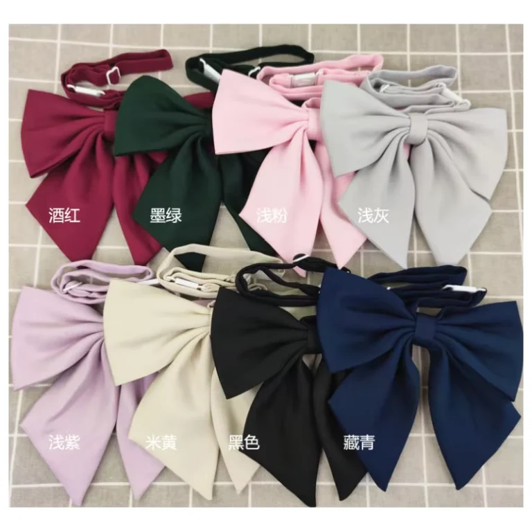 College-Style-Student-School-Solid-Color-Bow-Tie-Girls-Bowknot-Tie-Women-Accessories-Feather-Big-Size-Girl-Student-Clerk-Cravate
