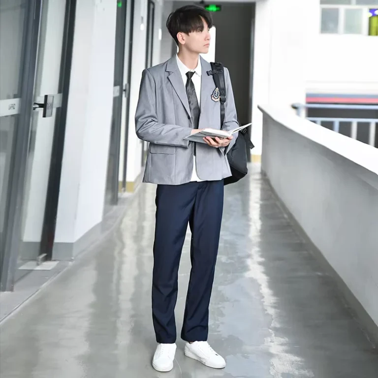 College-Style-Uniform-Set-for-High-School-Students-Boys-and-Girls-Woven-Shirt-with-Pant-and-Skirt-for-Children