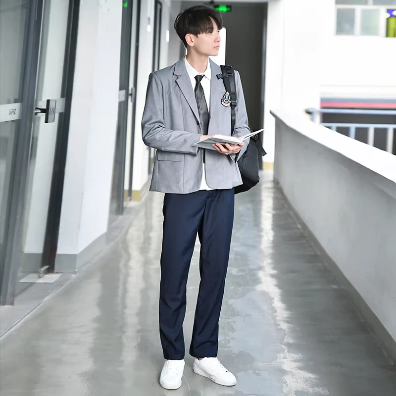 College-Style-Uniform-Set-for-High-School-Students-Boys-and-Girls-Woven-Shirt-with-Pant-and-Skirt-for-Children