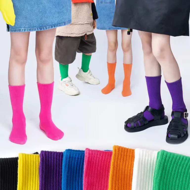 Colorful-Kids-School-Uniform-White-Black-Socks-Kids-Athletic-Crew-Socks
