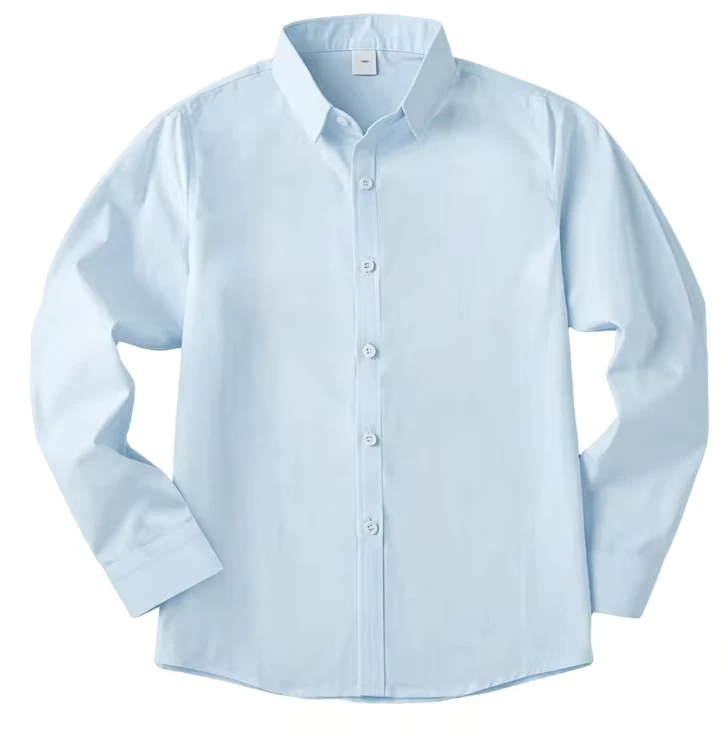Comfort-Fit-School-Uniform-Shirt-for-Boys-Girls-Wrinkle-Resistant-Light-Blue-Dress-Shirt-with-Sturdy-Collar-Embroidered-Shirt