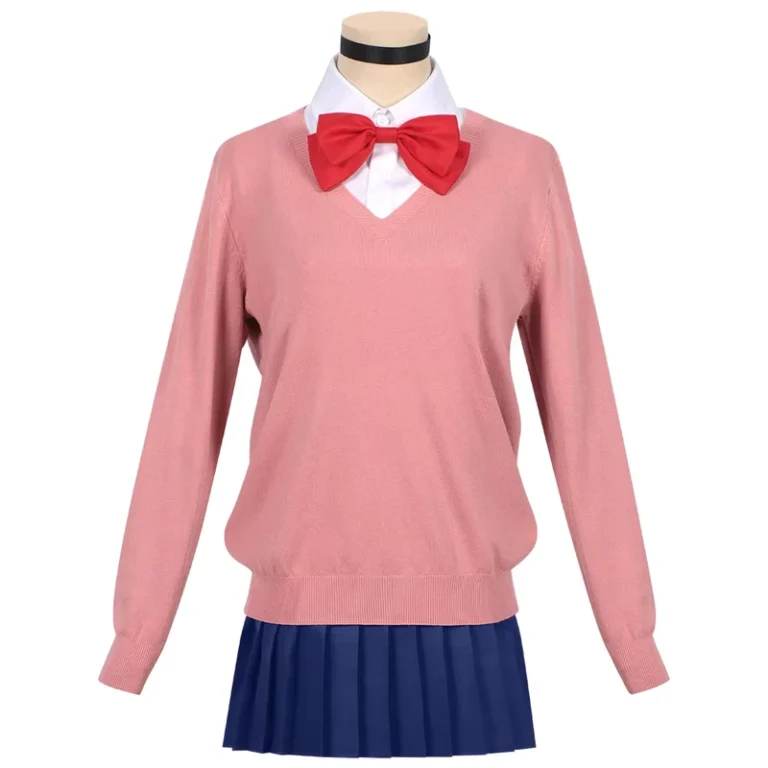 Cosplay-Costume-Wig-Anime-Cosplay-School-JK-Uniform-Earrings-Pink-Sweater-Skirt-Halloween-Party-Women