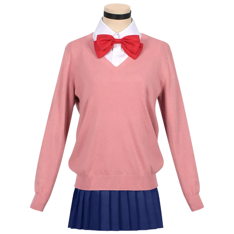 Cosplay-Costume-Wig-Anime-Cosplay-School-JK-Uniform-Earrings-Pink-Sweater-Skirt-Halloween-Party-Women