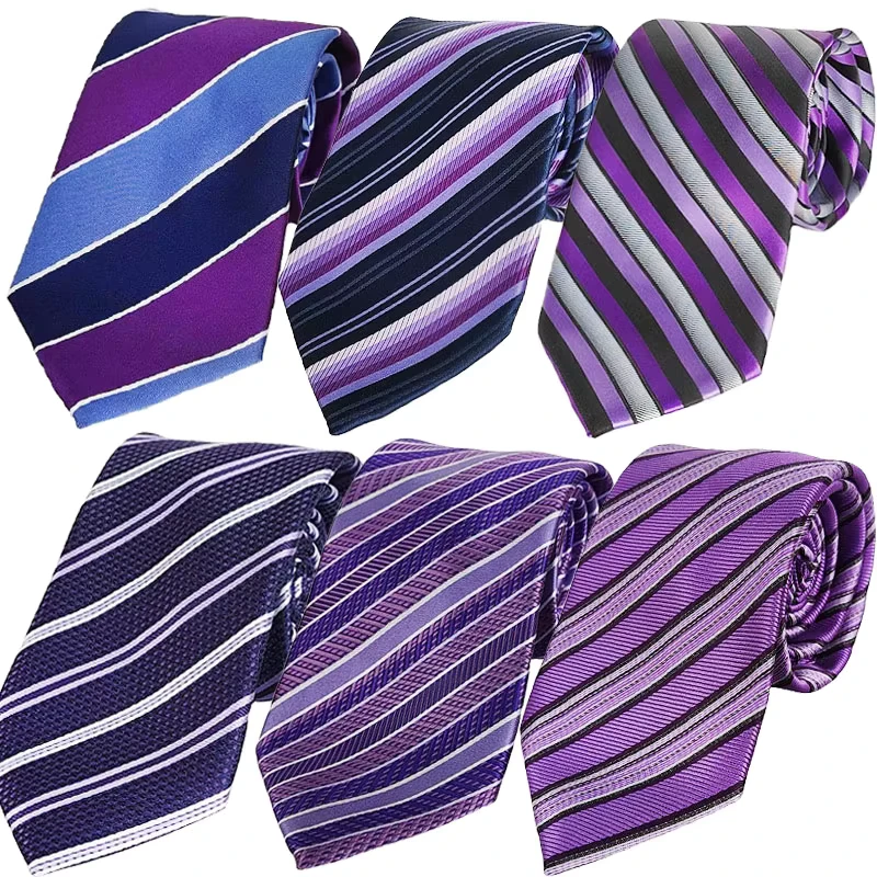Cost-effective-purple-Striped-Pattern-Woven-Ties-OEM-ODM-100-Polyester-Necktie-for-Fashion-Men