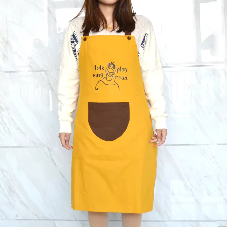 Cotton-Animal-Shaped-Kids-Apron-Custom-Printed-Kitchen-Cute-Pantone-Duty-Customized-Heavy-Logo-Baking-Apron