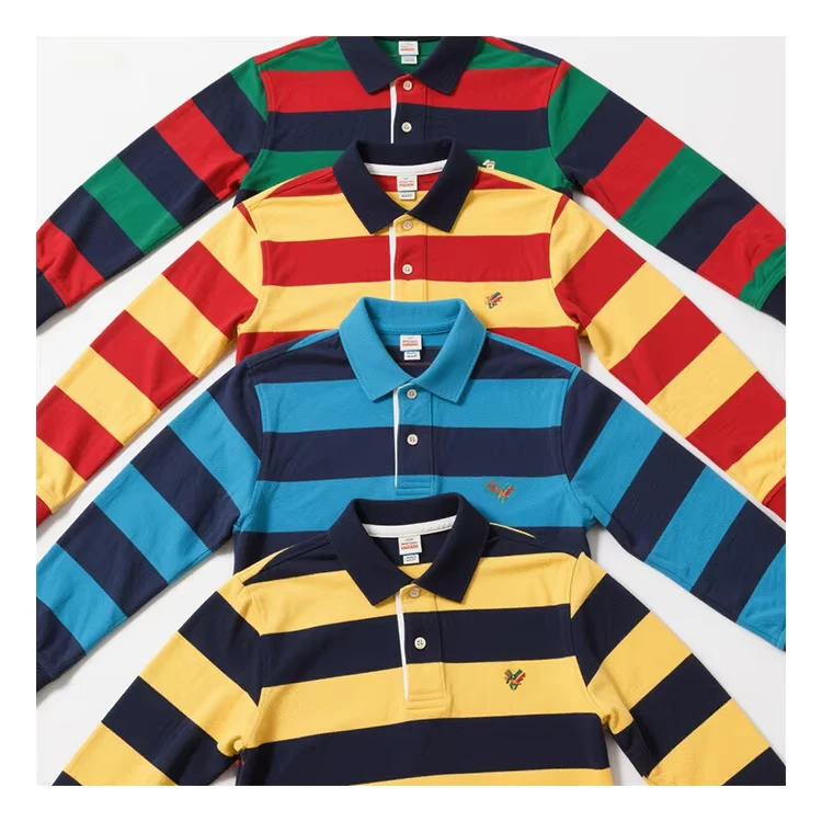 Cotton-Heavyweight-Rugby-Polo-Top-Classic-School-Uniforms-Striped-Oversized-Polo-Shirt-Custom-Rugby-Polo-Shirt