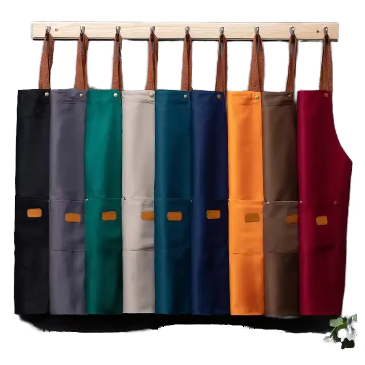 Cotton-Kitchen-Apron-with-Embroidered-Logo-and-Multiple-Pockets