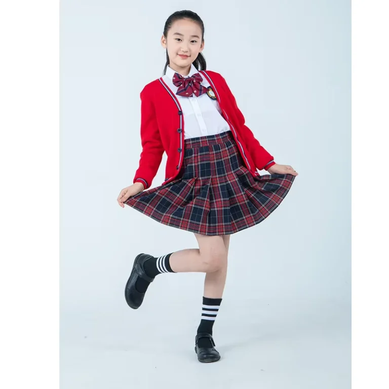 Cotton-Polyester-Primary-School-Girl-Uniform-Colours-Pleated-Skirts-School-Uniform