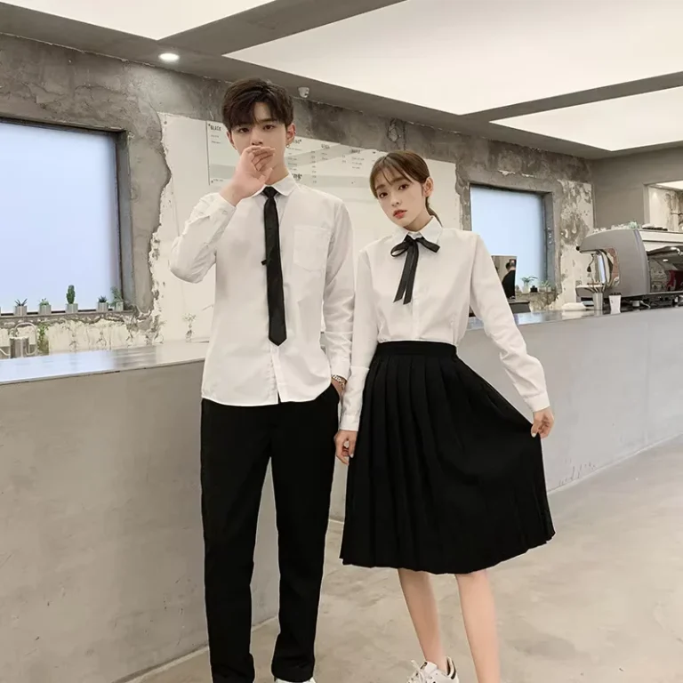Cotton-White-Unisex-College-University-High-School-Student-School-Uniforms-Shirts-Blouse