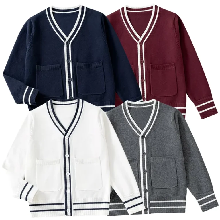 Cross-Border-Pocket-V-Neck-Medium-and-Large-Childrens-Knitted-Cardigan-School-Uniform-Boys-and-Girls-Sweater-Jacket-1