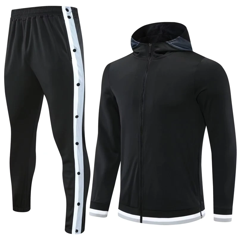 Custom-100-Polyester-Regular-Fit-Hooded-Soccer-Training-Tracksuit-Set-Pockets-Quick-Dry-Full-Zip-Jacket-Tearaway-Pants-Team