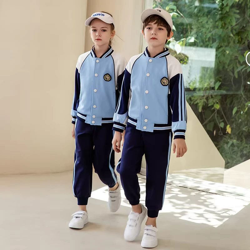 Custom-Blue-Tracksuit-School-Uniforms-Spring-and-Autumn-Pure-Cotton-Clothes-Kindergarten-Uniforms-for-Primary-School