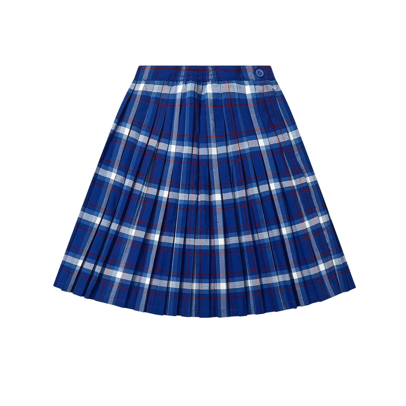 Custom-Blue-White-Checkered-Plaid-Dress-Skirts-for-Kids-Girls-School-Uniform-Skirt-Autumn-Season-Made-Polyester-School-Clothes