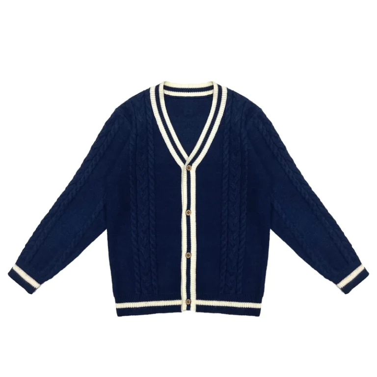 Custom-Boys-Cable-Knit-Cardigan-Soft-Cotton-V-Neck-Toddler-School-Uniform-Sweater-Color-Block-Kids-Knitted-Cardigan