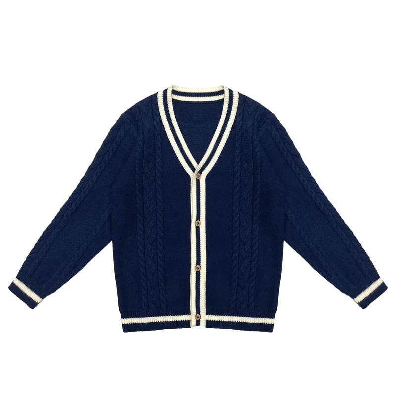 Custom-Boys-Cable-Knit-Cardigan-Soft-Cotton-V-Neck-Toddler-School-Uniform-Sweater-Color-Block-Kids-Knitted-Cardigan