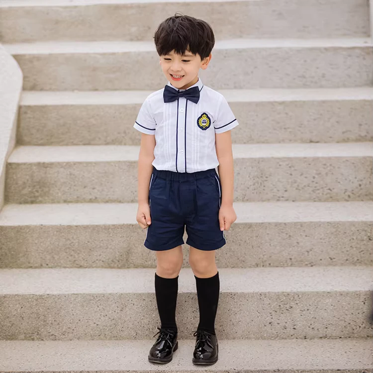 Custom-Boys-Primary-School-Uniform-Set-Short-Sleeve-and-Pants-for-Childrens-School-Clothes