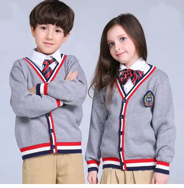 Custom-Boys-and-Toddlers-Uniform-Cotton-V-Neck-Sweater-Cardigan-Knitted-School