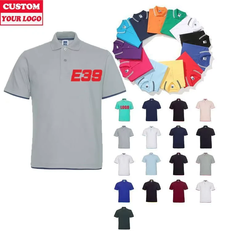 Custom-Brand-Plain-100-Cotton-Short-Sleeves-Gey-With-Red-Collar-Kids-Uniforms-School-Polo-Shirt