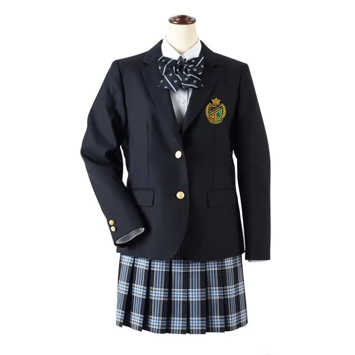 Custom-British-Style-Spring-School-Uniform-Suit-for-Girls-Student-Blazer-With-Skirt-School-Set