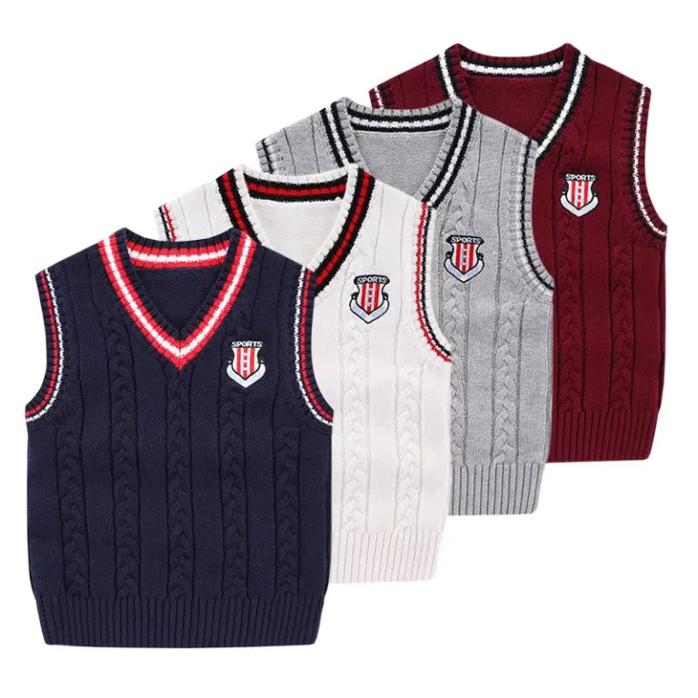 Custom-Casual-School-Uniform-Sleeveless-Knitted-Vest-Comfortable-Preshrunk-Logo-Sweater