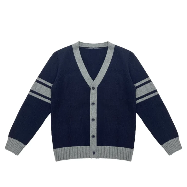 Custom-Children-High-end-Unisex-Sweater-Cardigan-Primary-School-Uniform-Long-Sleeve-V-Neck-Stripe-Cotton-Knit-Fall-Winter