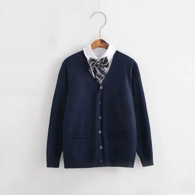 Custom-Children-Kids-V-Neck-Button-up-School-Sweater-Cardigan-Uniform