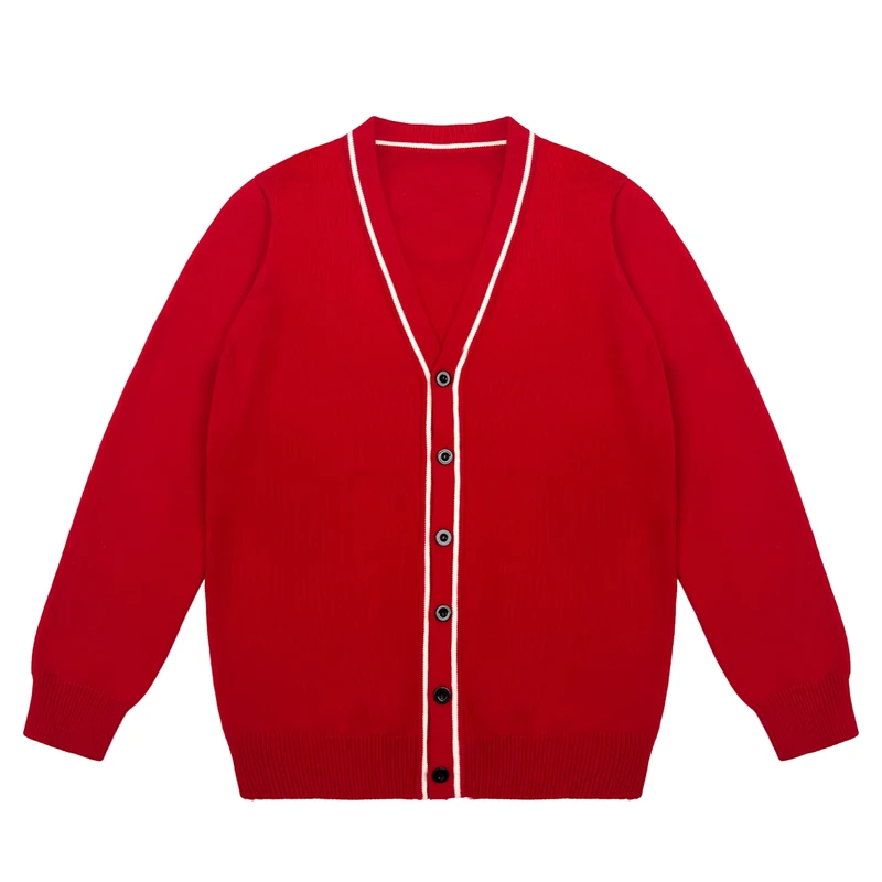 Custom-Children-School-College-Cardigan-Uniform-Class-Autumn-Winter-100-Cotton-Long-Sleeved-V-Neck-Knitted-Outerwear