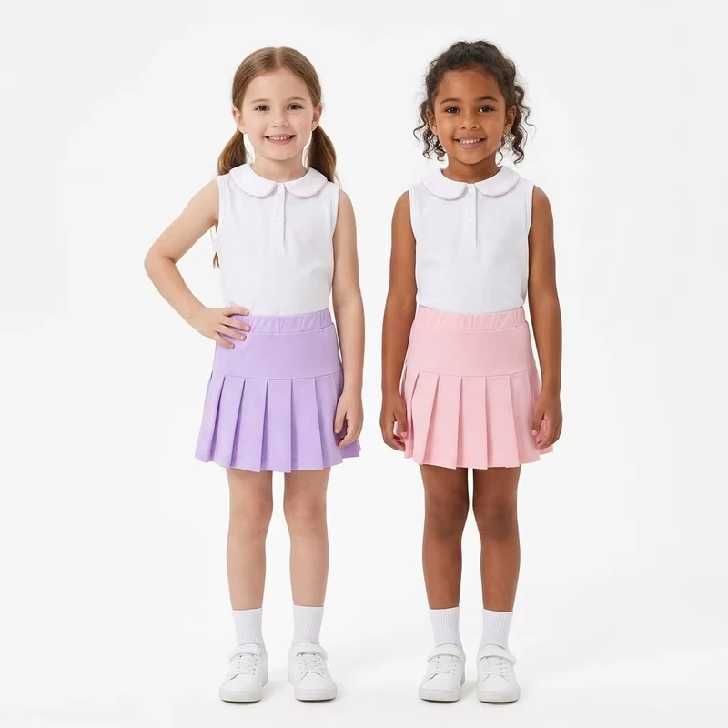 Custom-Children-Sporty-Skirt-Set-Cotton-White-Polo-Tops-and-Pleated-Skirts-Kids-Girls-School-Uniform-Tennis-Outfits-2-Piece