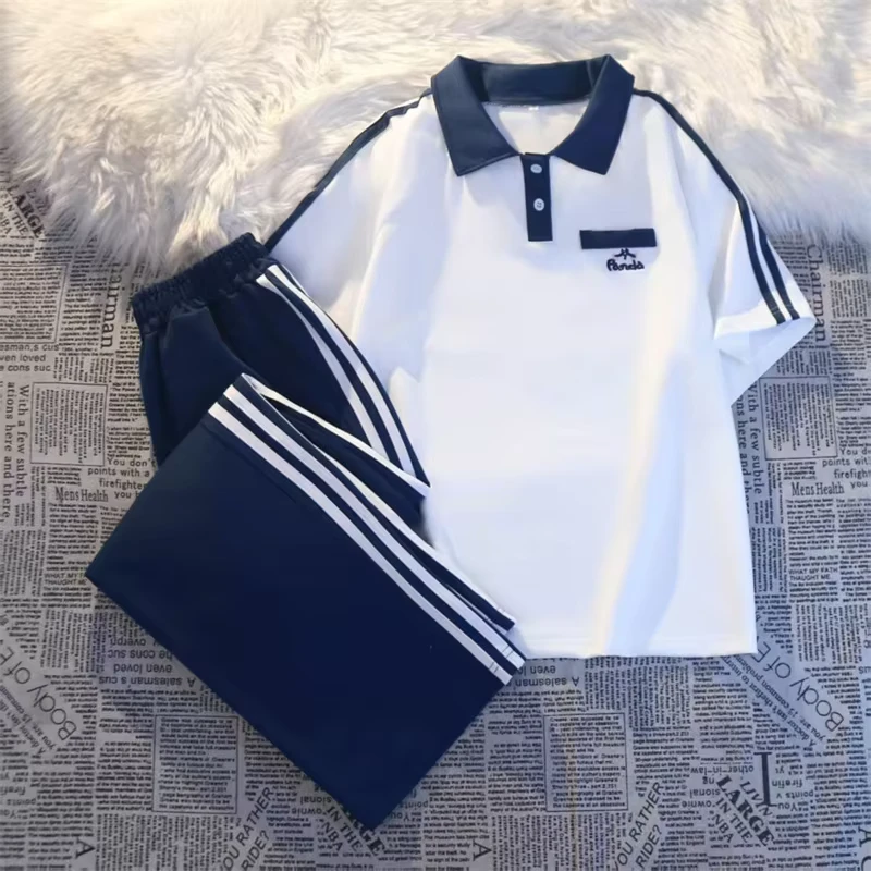 Custom-Children-Unisex-Polyester-School-Uniform-Set-Short-Sleeve-Polo-Shirt-Sport-Pants-Training-Outfit