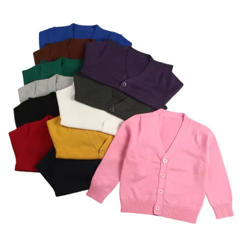 Custom-Childrens-Clothing-Multiple-Color-V-Collar-Kindergarten-School-Uniform-100-Cotton-Kids-Knitted-Cardigan