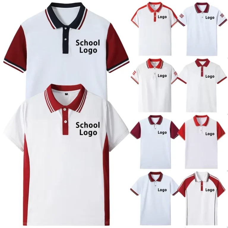 Custom-Cotton-Childrens-Boys-and-Girls-Primary-Secondary-School-Students-High-School-Classic-White-POLO-Shirt-Uniform