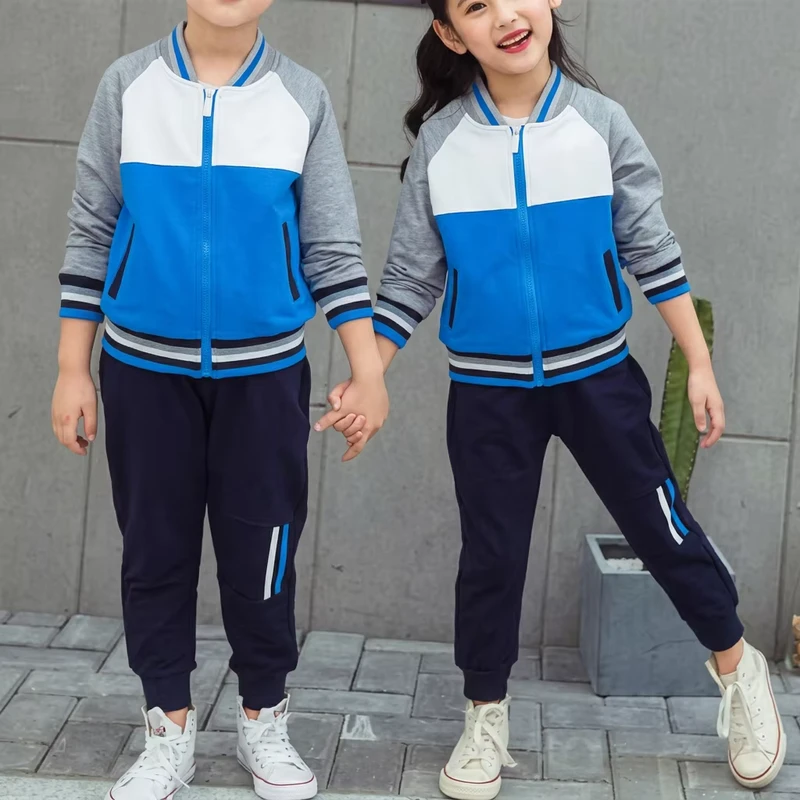 Custom-Cotton-Polyester-Cvc-Fabric-Primary-School-Uniforms-Running-Sports-Kids-Child-2piece-Tracksuit-Sets