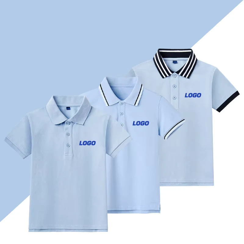 Custom-Cotton-Summer-Childrens-Boys-and-Girls-Primary-Short-Sleeve-Lapel-Collar-POLO-Shirt-International-School-Uniform