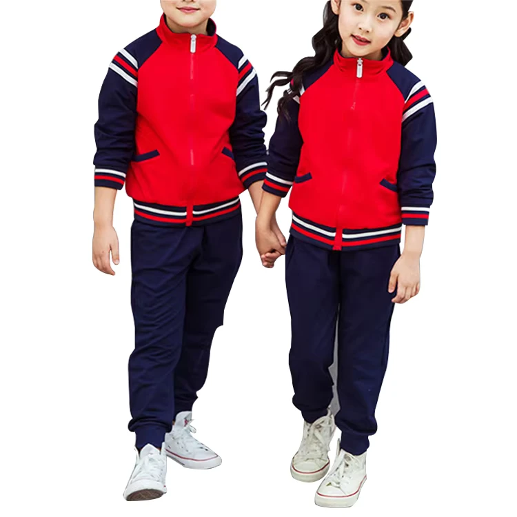 Custom-Design-Color-Combination-Zipper-Front-Long-Sleeve-Student-Track-Coat-and-Pants