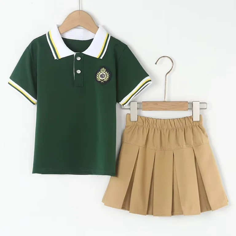 Custom-Design-Colour-Kindergarten-Primary-Children-Polo-Shirt-Skirt-Boys-and-Girls-Summer-School-Uniform-Dress