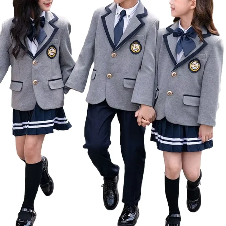 Custom-Design-Kindergarten-Boys-and-Girls-Four-Piece-Suit-White-Shirt-Navy-Pleated-Skirt-School-Uniform