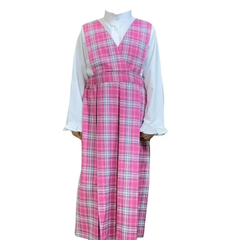 Custom-Design-Pink-Plaid-Kids-School-Uniform-Girls-Uniform-Dress-and-Shirt-Set