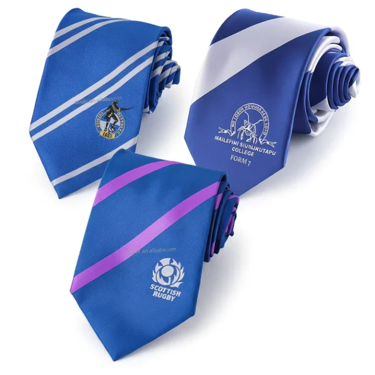 Custom-Design-Royal-Blue-Striped-Eco-Friendly-Jacquard-Woven-Polyester-Logo-Necktie-for-Mens-Business-Formal-Uniform