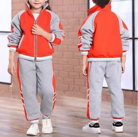 Custom-Design-Spring-2-Pieces-Comfortable-Loose-Fit-Children-Long-Sleeve-Zipper-Front-Elastic-Waist-Tracksuits-School-Uniform
