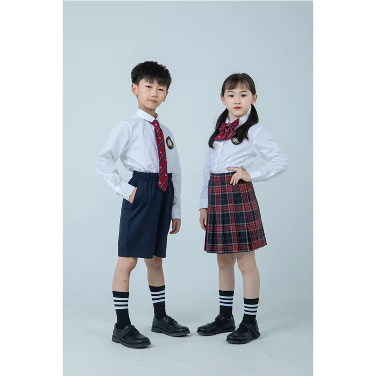 Custom-Designed-Summer-School-Uniforms-for-Primary-School-Kindergarten-Students-Knitted-Short-Pants-Skirt