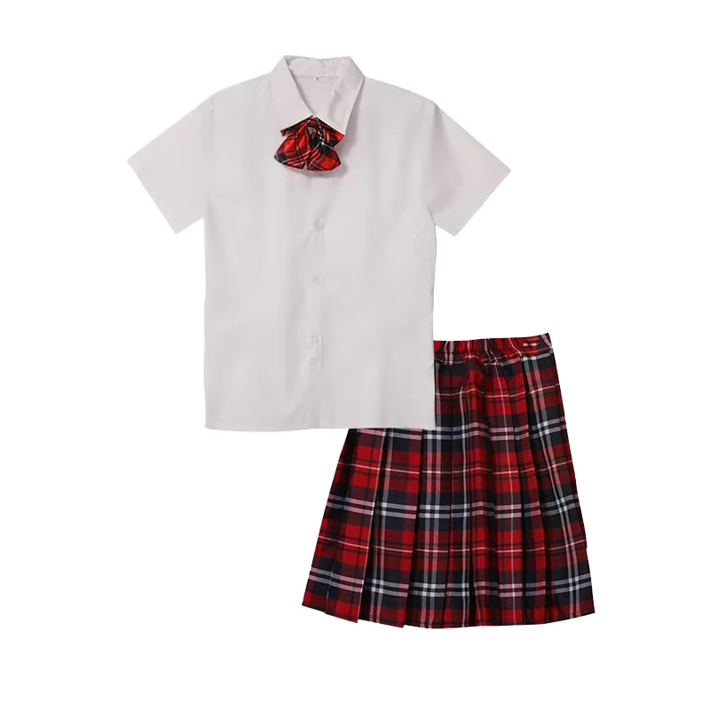 Custom-Elementray-Children-School-Uniform-Short-Sleeve-White-Shirt-with-Badge-Boys-Shorts-Girls-Pleated-Skirt-School-Uniforms