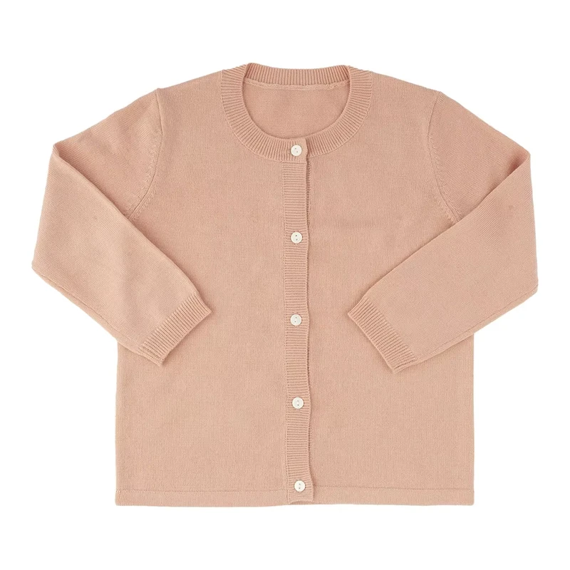 Custom-Factory-Plain-Wool-Kids-Solid-Color-Cardigan-Sweater-Simple-Girl-Knit-Cardigan