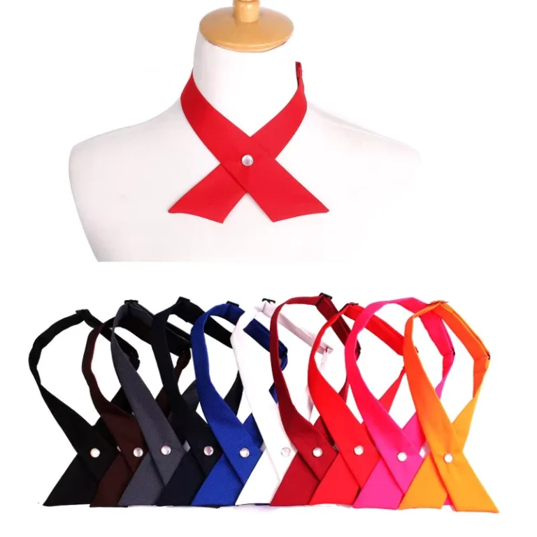Custom-Fashion-Cross-Bow-Neck-Ties-for-Men-Women-School-Uniform-Bowtie-Polyester-Adjustable-Solid-Color-Criss-Cross-Bow-Ties