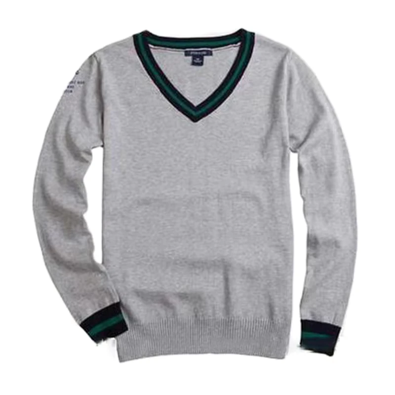 Custom-Fashion-Spring-Black-grey-Cotton-School-Boys-Long-Sleeves-V-neck-Collar-Knitting-Pullover-Sweaters