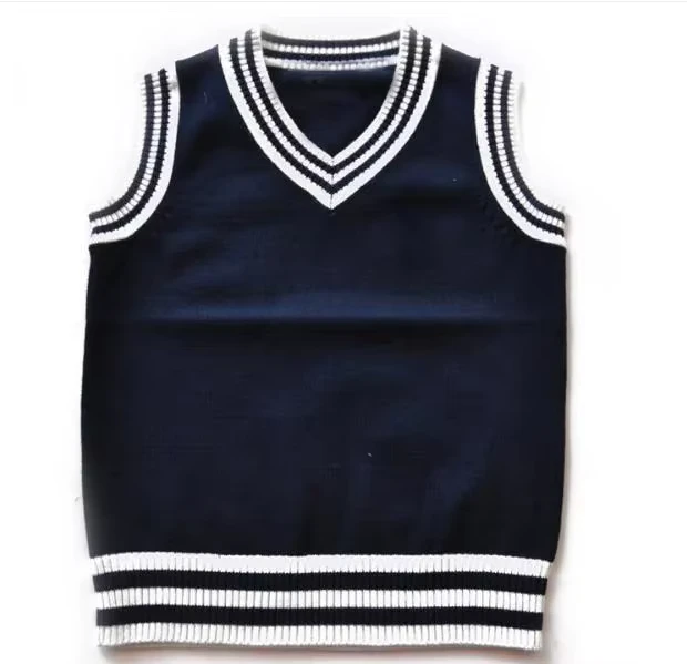 Custom-Fashionable-Designer-School-Uniform-Kids-V-Neck-Sleeveless-Pullover-Vest-Unisex-Sweater