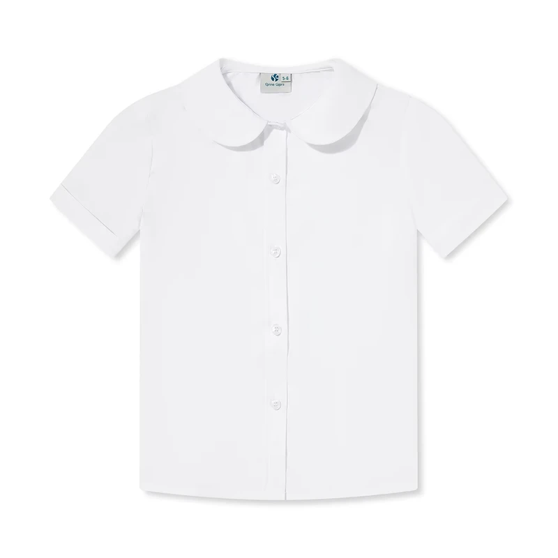 Custom-Girl-School-Uniforms-Tops-Primary-School-Shirts-Summer-Short-Sleeve-White-Plain-Shirt