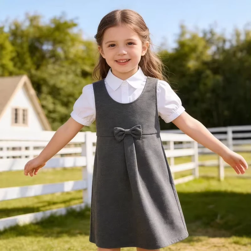 Custom-Girls-School-Uniform-Dress-OEM-Multiple-Colors-7-Day-Sample-In-Stock-Kids-Clothing-Factory-Foshan