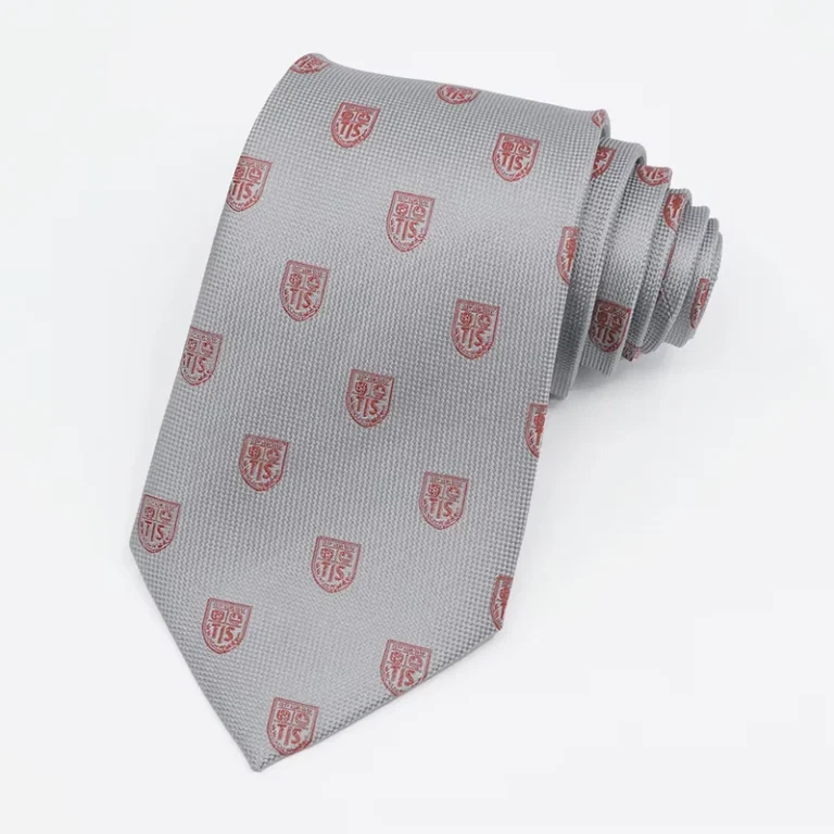Custom-Grey-All-over-Crest-Pattern-Jacquard-Tie-Mens-Business-Formal-Logo-Woven-Necktie
